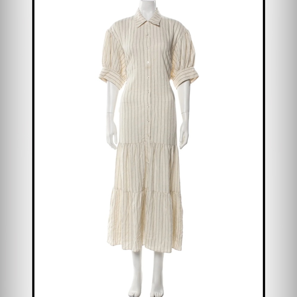 Marissa Webb Cream Striped Long Sleeve Dress
